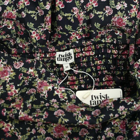 Twist & Tango Floral Printed Mini Dress Tiered Smocked Hawaiian S-36 NWT - Picture 5 of 5